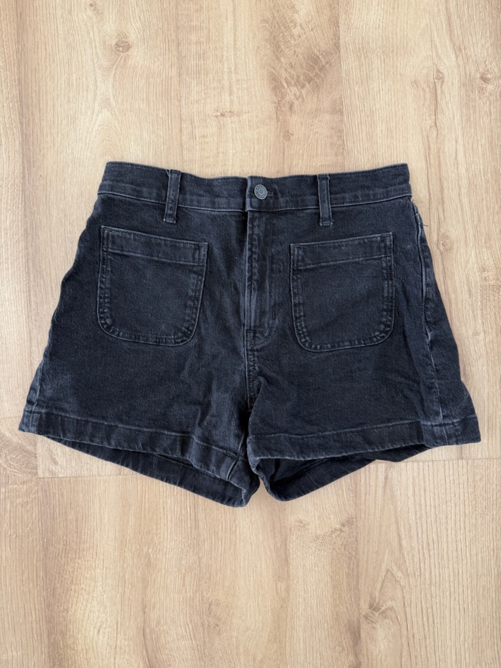 Madewell Black Denim High-Rise Sailor Shorts